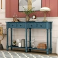 thumbnail image 3 of ZXNYH (Antique Navy Classic Long Narrow Console Table  for Entryway Hallway Sideboard with Storage Drawers and Bottom Shelf, Type 3, 3 of 3