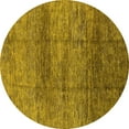 thumbnail image 1 of Ahgly Company Machine Washable Indoor Round Oriental Yellow Industrial Area Rugs, 4' Round, 1 of 4