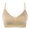 thumbnail image 3 of Sngxgn Women's Pure Comfort Wireless Lace Longline Bralette(Beige,L), 3 of 9