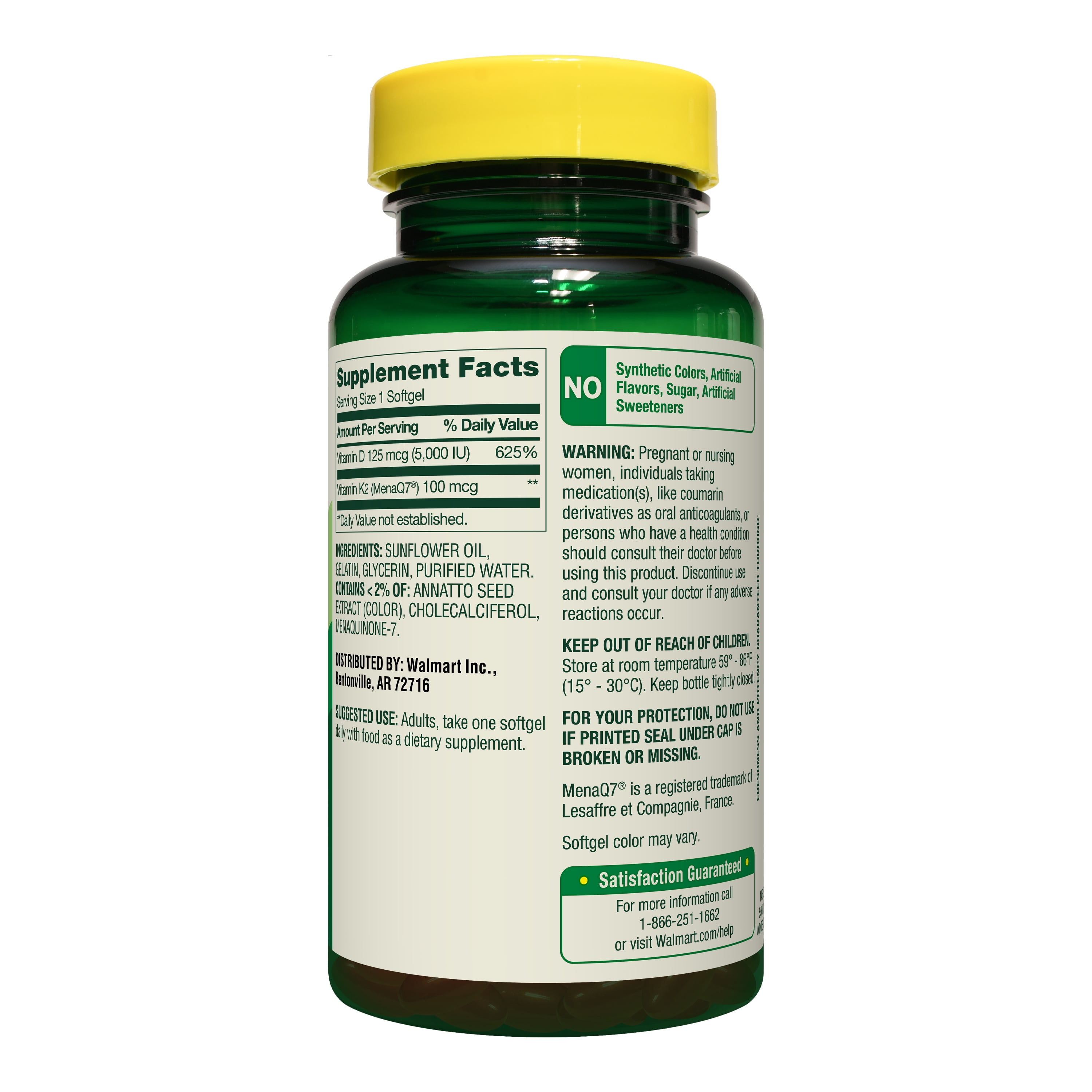 (3 pack) Spring Valley D3 125 mcg + K2 (100 mcg) for Bone Health Softgels, 120 Count