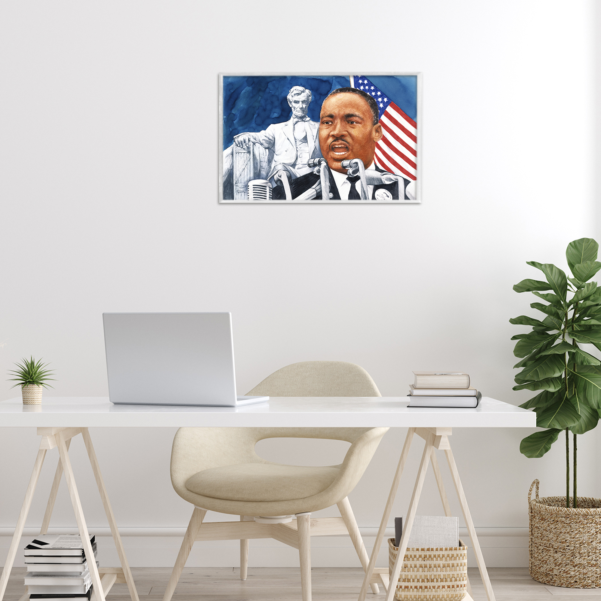 1960s American Speech Portrait White Framed Giclee Art, design by Wind River Studios