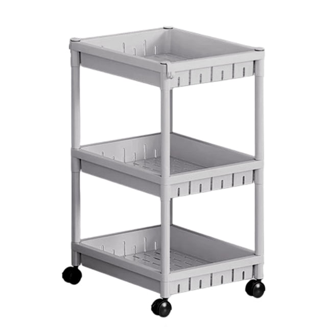 Storage Rack with Wheels 2 Tier Plastic Rolling Snack Cart Movable Organizer for Kitchen Living Room Bathroom Bedroom
