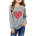 thumbnail image 2 of Milgrthf Chemise de la Saint-Valentin pour Femmes Imprimé Cœur Graphique Manches Longues Coupe Ample Chandail Blouse Col Rond Chandail en Molleton Gris 10 Ans, 2 of 4