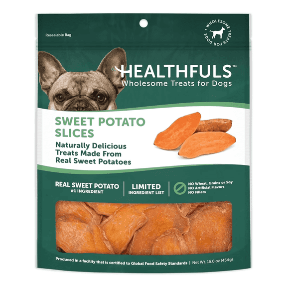 Healthfuls Sweet Potato Slices Dog Treats, From Real Sweet Potatoes, 1 Pound