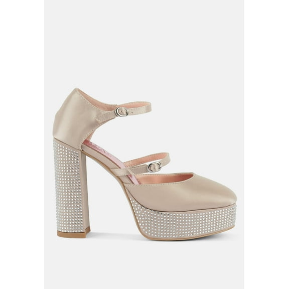 Shiver Rhinestones Embellished Platform Mary Jane Sandals