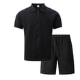 thumbnail image 3 of Kakii Men's Casual Track Set - Geometric Twill Pattern Short Sleeve Jacket and Matching Shorts, Spring Summer Outfit, 3 of 4