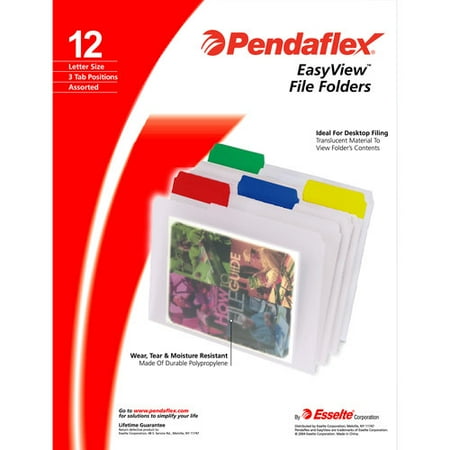 Pendaflex EasyView Poly File Folder, Clear, 12ct