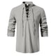 thumbnail image 1 of Mens Slim Fit Camisas de Manga Larga Cuello de Pie Suéter Blusa para Hombres, Camisas de Manga Larga Casual Elegante Color Sólido Superior, Suave Ligero de la Moda de Verano Tee, 1 of 7