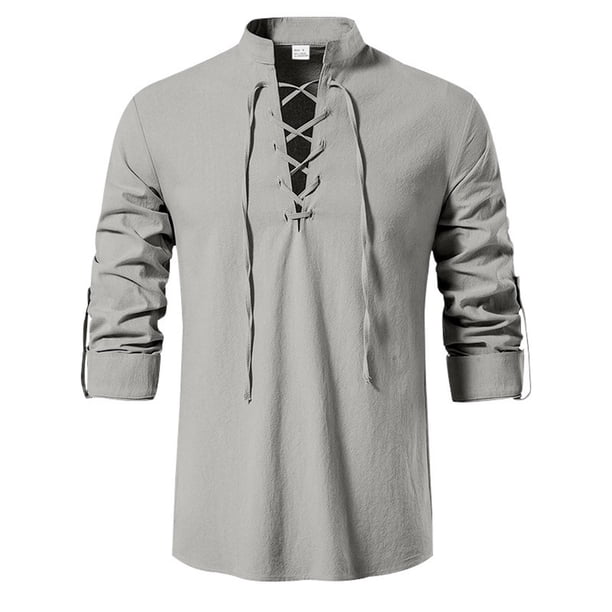 Mens Slim Fit Camisas de Manga Larga Cuello de Pie Suéter Blusa para Hombres, Camisas de Manga Larga Casual Elegante Color Sólido Superior, Suave Ligero de la Moda de Verano Tee