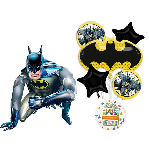 Anagram Batman Birthday Party Supplies 7pc Airwalkers Balloon Bouquet Decorations