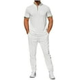 thumbnail image 3 of Dagugfen Lounge Sets for Men 2 Piece Textured Workwear Quarter Zip Shirts and Pants Casual Travel Outfits, 3 of 7