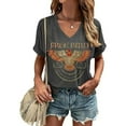 thumbnail image 2 of LINGLANG Womens Summer Tops Dressy Casual Casual Printed V Neck T Shirt Oversized Tshirts, 2 of 3
