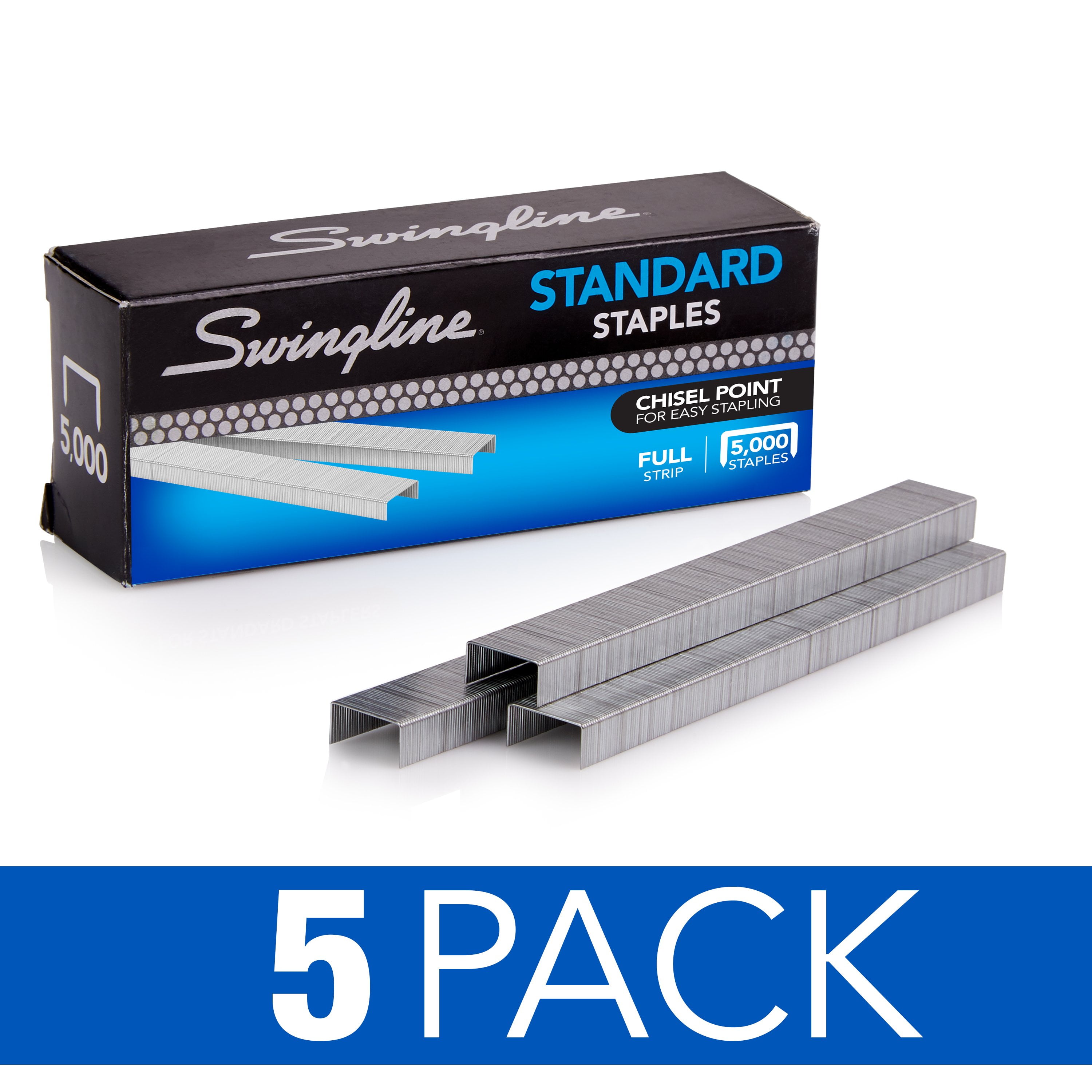 Basics Standard Stapler Staples, 1/4 Length, 50000 Count, 10-Pack  of 5000, Silver