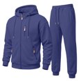 thumbnail image 2 of Dwelliawo Men's Tracksuit 2 Piece Hoodie and Sweatpants Solid Color Full Zip Sweat Hoodie Joggers Sport Pant Set Casual Fall Winter Suits with Pockets Navy S, 2 of 8