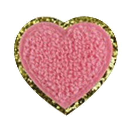 Clearance! DANMENG Stickers Love Embroidered Patch Gold Glitter Edge Mix Color Hearts Badge Decorate Repair Patch for Hats Jackets Shirts Vests Shoes Jeans