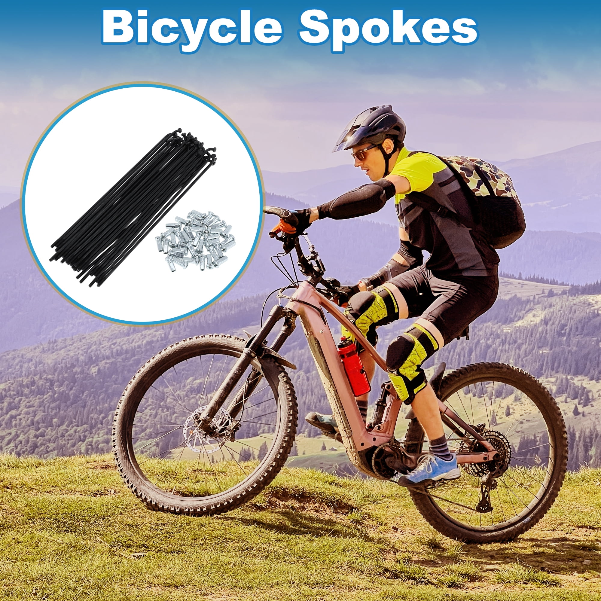 Unique Bargains 36Pcs Bicycle Spokes 12G Bike Wheel Spokes Carbon Steel Black 6.69"
