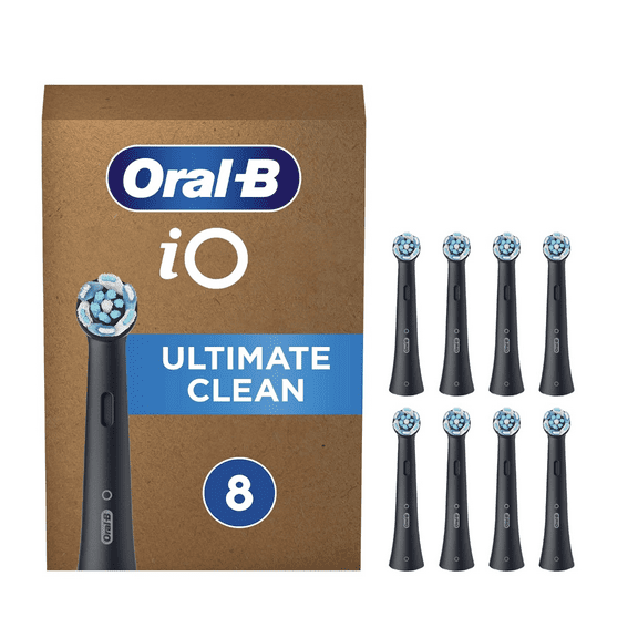 Oral-B IO Ultimate Clean Replacement Brush Heads Black, 8 count