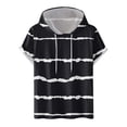 thumbnail image 1 of FAIWAD Men's Short Sleeve Hoodies Sweatshirt Striped Print Drawstring Athletic Lightweight Hoodies Tops, 1 of 4
