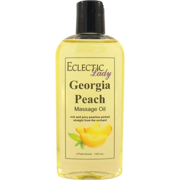 Georgia Peach Massage Oil by Eclectic Lady, 4 oz, Sweet Almond Oil and Jojoba Oil