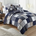 thumbnail image 6 of Donna Sharp Checkerboard Indigo Queen Pieced Cotton 3PC Quilt Set, 6 of 9