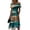 Dark Blue, variant on Tropical Sunset & Palm Tree Print V-Neck Surplice Dress for Women - Short Sleeve High Waist A-Line Midi Summer Beach Vacation Gown, Flowy Resort Wear with Cinched Waist Green S