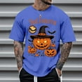 thumbnail image 2 of T Shirts for Man Halloween Funny Pumpkin Printed Casual Comfortable Short Sleeve Crew Neck Tees Sports Leisure Activities Lightweight Breathable Men Shirts Blue XXXL, 2 of 4