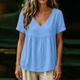 thumbnail image 4 of Ankola Womens Tops Casual V Neck Short Sleeve T Shirts Babydoll Loose Fit Peplum Tops, 4 of 6
