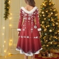 thumbnail image 4 of Christmas Party Printed Dresses For Women Vintage Christmas Midi Dress, Casual Dresses, Cocktail Dress, Party Festive Dresses, Holiday Print, Retro Style,Pink,XL, 4 of 6