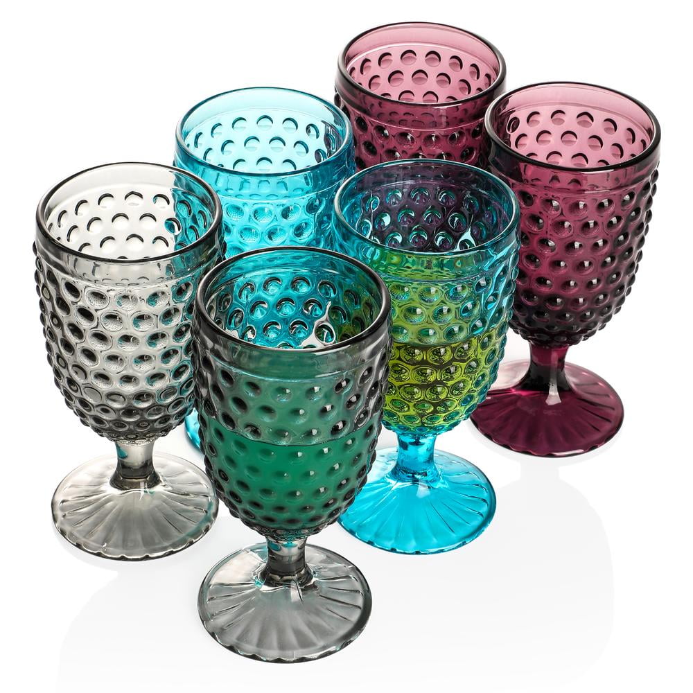 G Hobnail Iced Beverage Juice Glass set of 6 Vintage Drinking Tumbler Cups 13 oz 