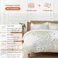 thumbnail image 6 of 3 Piece Sage Green White Duvet Cover Set Twin Size, Microfiber Comforter/Quilt Cover with Corner Ties and 2 Pillowcases, Abstract Grey Chrysanthemum Flower All Season Soft Bedding with Zipper Closure, 6 of 8