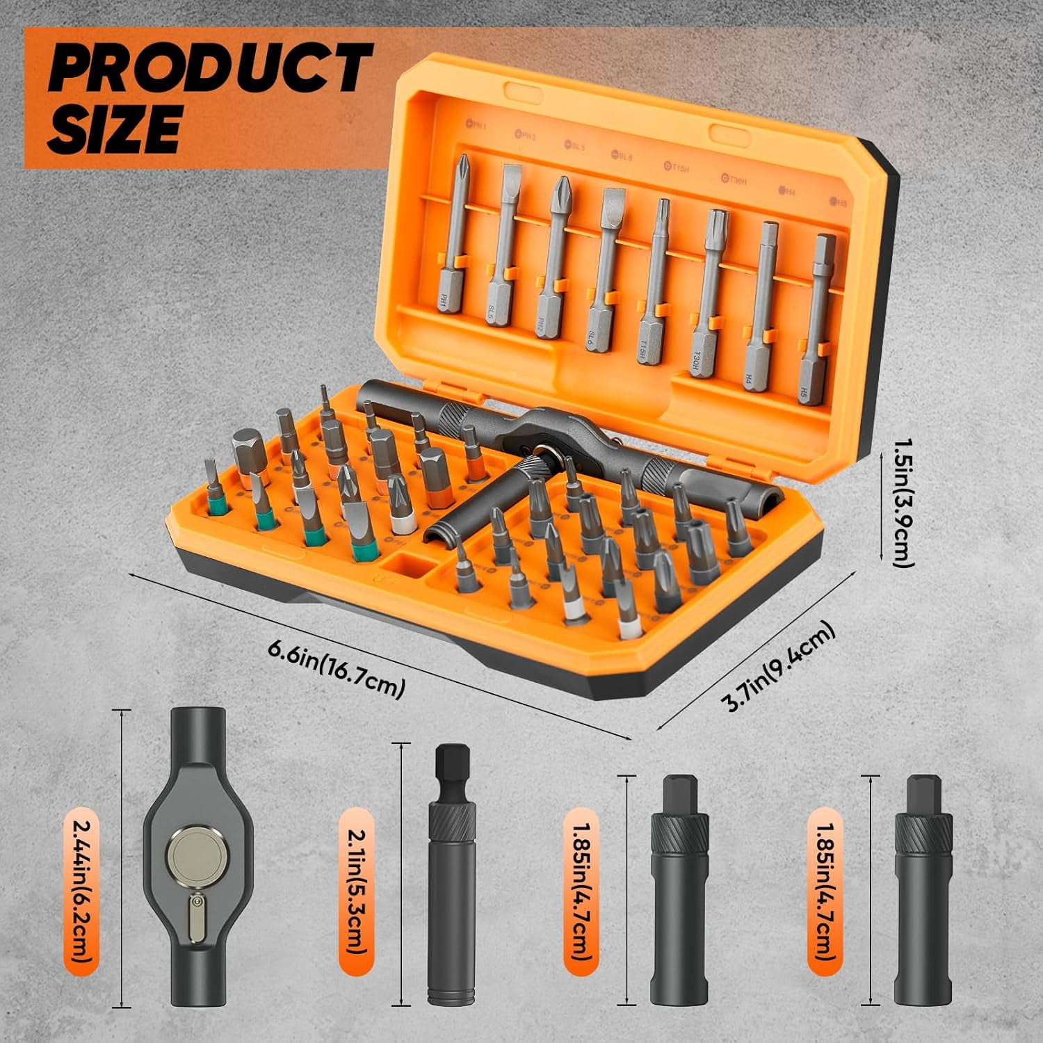 UU&T 42 in 1 Magnetic Screwdriver Set, Multi Bit Ratchet Screwdriver Set with T Handle, Portable Storage Case, DIY Repair Tool Kit for Electronic Repair, Furniture, Bicycle, Computer, Orange
