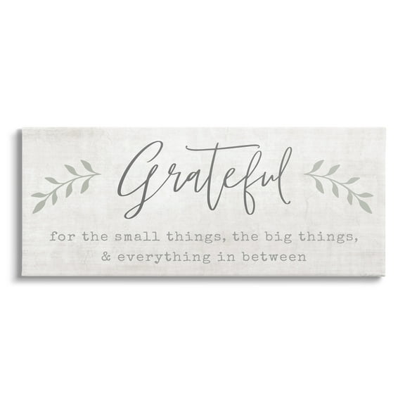 Stupell Industries Uplifting Gratitude Phrase Botanical Sprig Typography Graphic Art Gallery Wrapped Canvas Print Wall Art, Design by Natalie Carpentieri