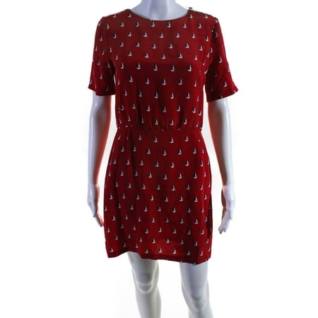 

Pre-owned|Boy. Band Of Outsiders Womens Sailboat Print Mini Sheath Dress Red Size 1