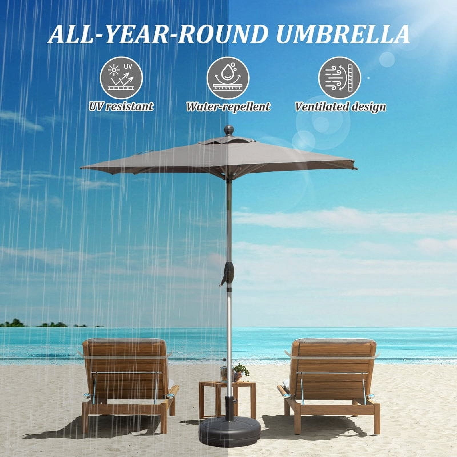 Domi Outdoor 5.91'×3.94' Outdoor Patio Market Umbrella with Aluminum Pole, UV-Resistant Canopy, Wind Vent, Tilt & Crank System—Ideal for Patio, Garden, Deck, Pool, Outdoor Dining
