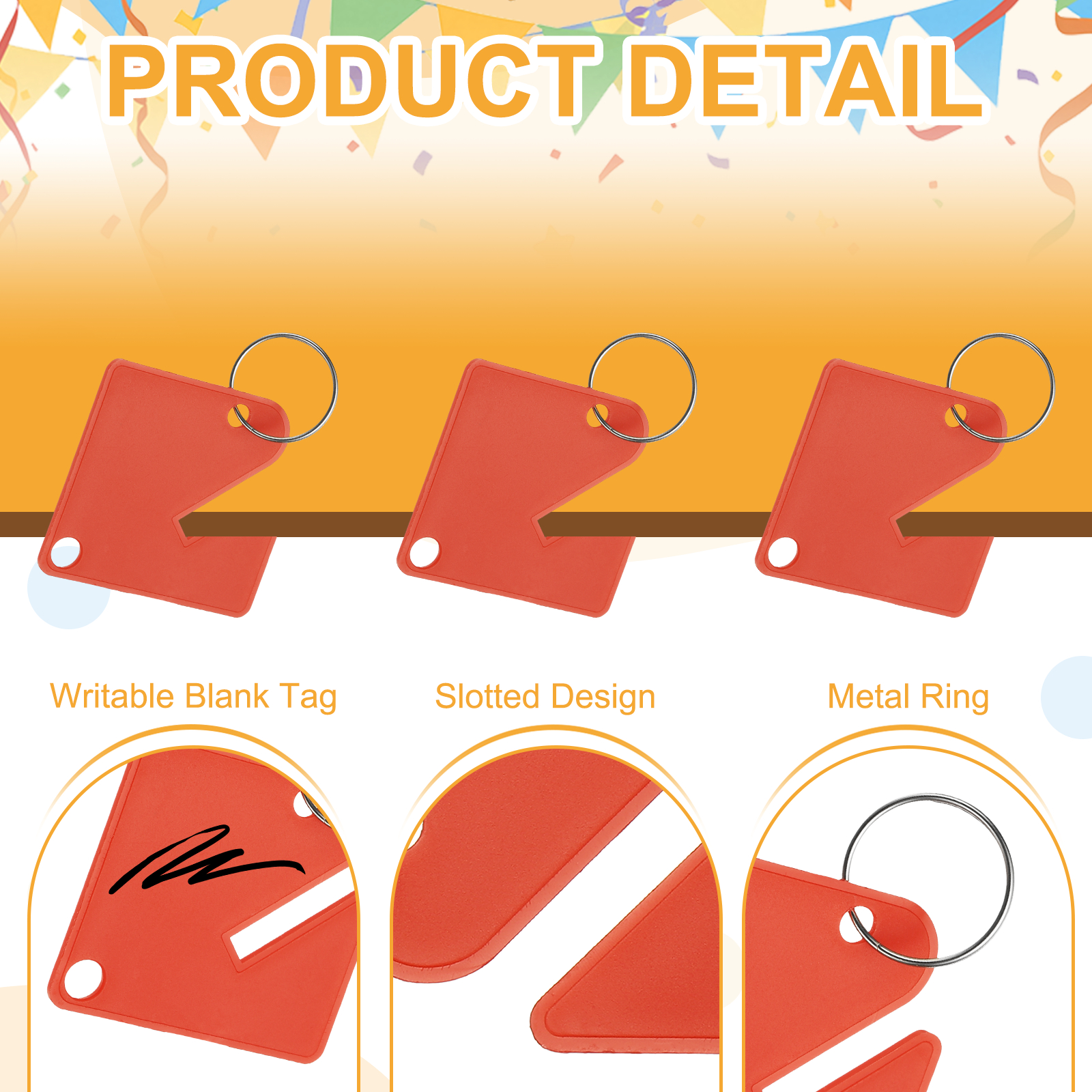 Uxcell 100 Pcs Key Tags, 1.5" Plastic Hanging Tag Slotted Key Tags Square Blank Writeable Durable with Metal Ring for Cabinet Boxes Lockers Identifiers Home Garage, Red