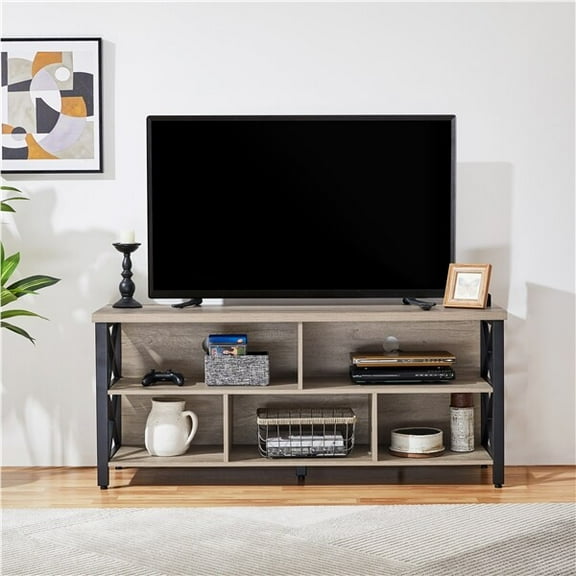 Queip 55 x 16 x 24” (L x W x H) Modern Entertainment Center TV Stand - Stylish TV Console with Spacious Storage Compartments, Ideal for 65" TVs