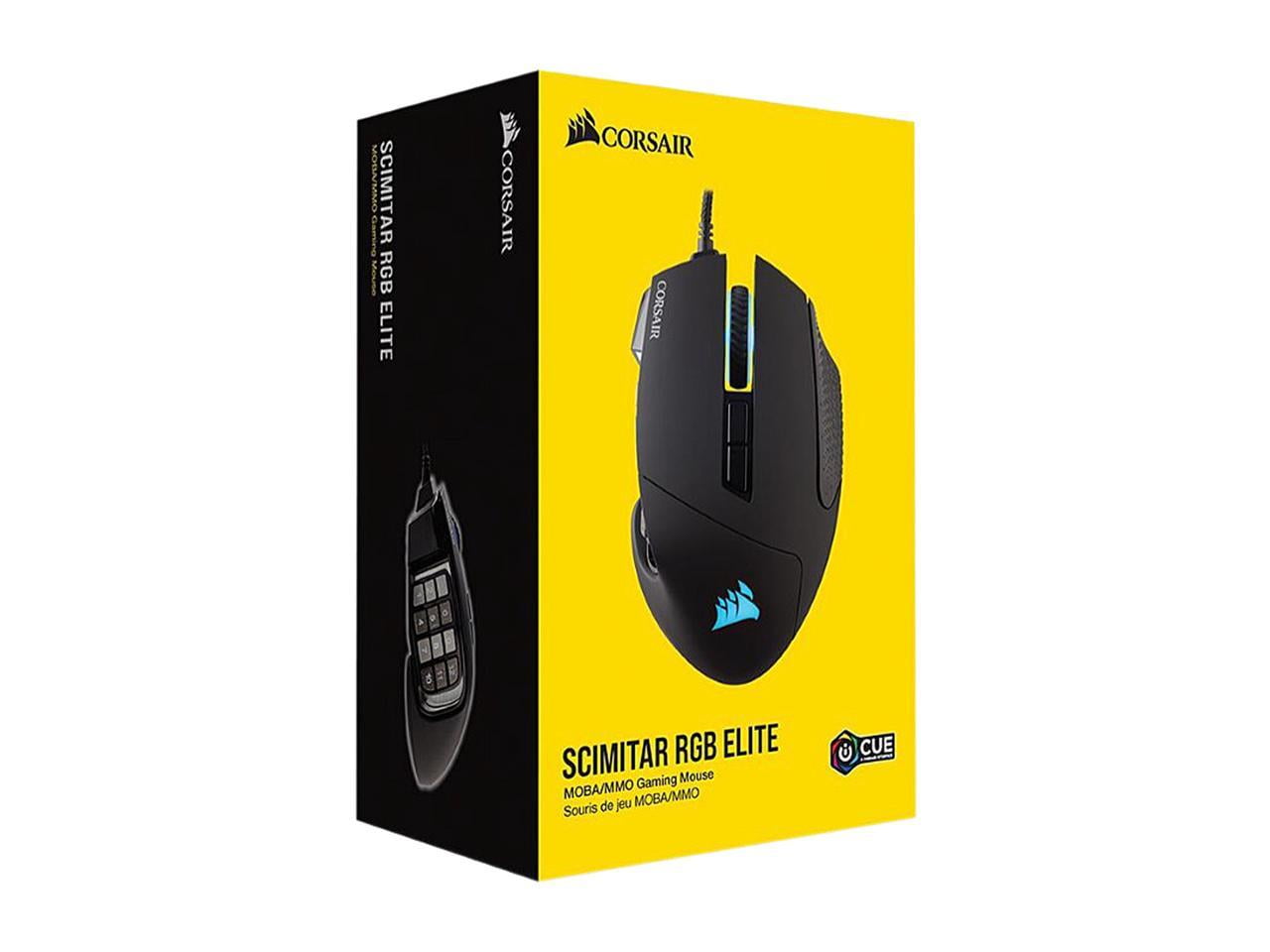 Corsair SCIMITAR RGB ELITE CH-9304211-NA Black 17 Buttons 1 x Wheel USB 2.0  Type-A Wired Optical 18000 dpi MOBA/MMO Gaming Mouse, Backlit RGB LED