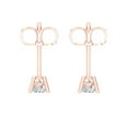 thumbnail image 4 of 0.2 Ct Round Cut Studs White Sapphire 14K Rose Solid Solid Gold Everyday Dainty Earrings Push Back, 4 of 7