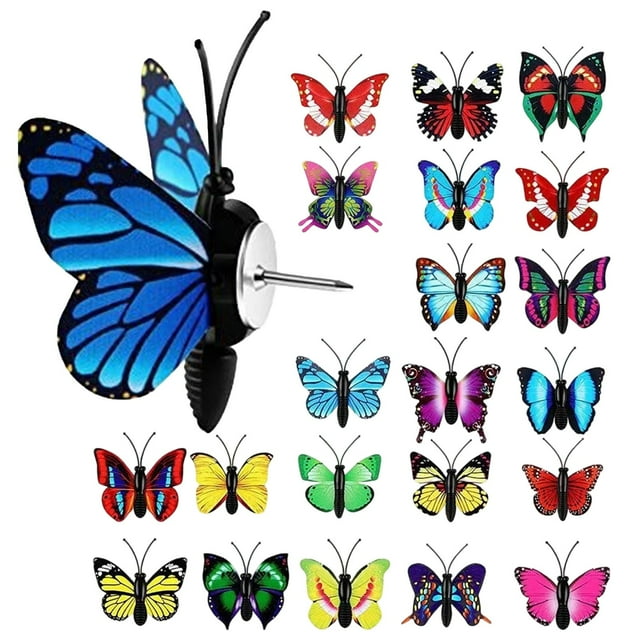 Clip de Fixation Clip de Fixation Décoration de Table 30 Pcs Décoratif Pouce Mignon Papillon Poussoirs Colorés pour Photo Mur Liège Tableau d'Affichage Décoration Maison Décorations de Cubicule, Style Aléatoire