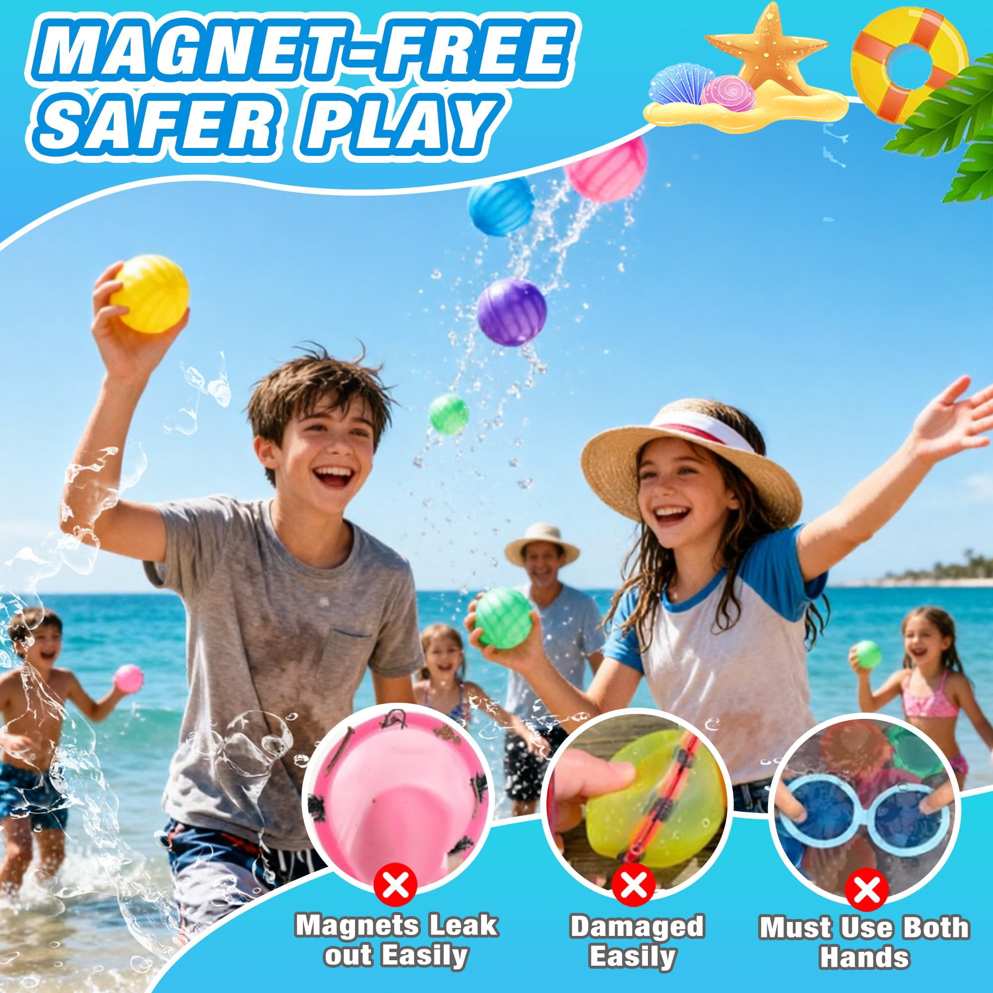 Reusable Silicone Water Balloons 12 Pack Summer Outdoor Pool Backyard Game Toys