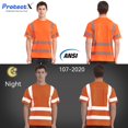 thumbnail image 2 of ProtectX Class 3 High Visibility Shirts for Men Reflective Safety Hi Vis T Shirt Short Sleeve Construction Work Shirt Orange 2X-Large, 2 of 7