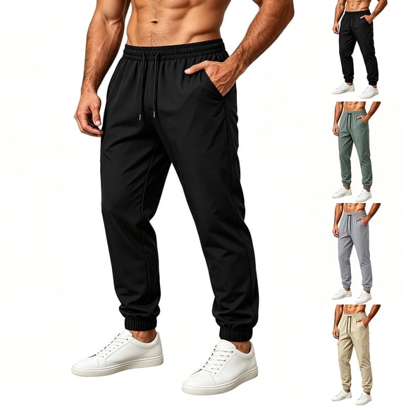 QSXADF Men's Casual Jogger Pants Drawstring Pants Mesh Quickly Dry Jogger Pants Solid Breathable Loose Sports Long Mens Casual Trousers