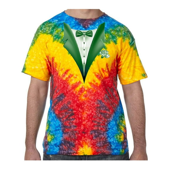 Green Tuxedo Tie Dye Tee Shirt - Woodstock, Medium