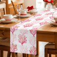 thumbnail image 5 of Coastal Pink Coral Table Runner 70 Inches, Nautical Ocean Seaside Beach Bed Runner Dresser Scarves Tabletop for Indoor Outdoor Parties/Ceremony/Banquet, 13" x 70", 5 of 9