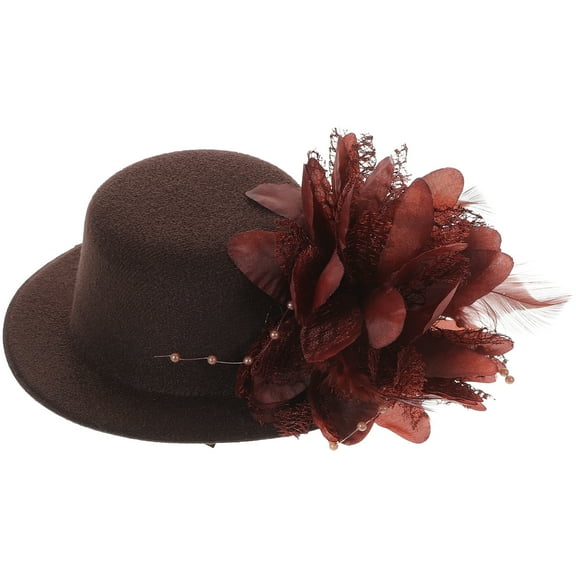 Brown Flower Fascinator Hat Hair Clip for Party