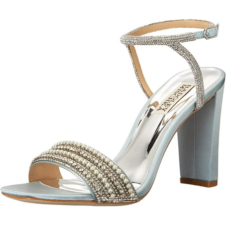 Badgley Mischka Womens Kari Heeled Sandal 10 Mist Blue Satin