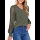 thumbnail image 2 of Blusas de Encaje de Larga para Mujer, Suéteres de Cuello en V A para Otoño 2025, Atuendos Elegantes e Informales de Invierno Verde XL, 2 of 8