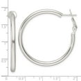 thumbnail image 2 of 925 Sterling Silver Polished 40x3.25mm Omega Back Round Hoop Earrings 40x40mm Wide 3.25mm Thick Hoop Earring for Women, 2 of 2