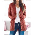 thumbnail image 1 of Femmes Cardigan Chandails, Extensible Femmes à Manches Longues Bouton Cardigan Décontracté Automne Hiver Élégant pour Décontracté pour Parti Brique Rouge L, 1 of 6