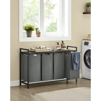 Laundry Hamper Laundry Basket Laundry Sorter with 4 Pull-Out and Removable Bags Shelf 4 x 10.6 Gallons Black and Gray